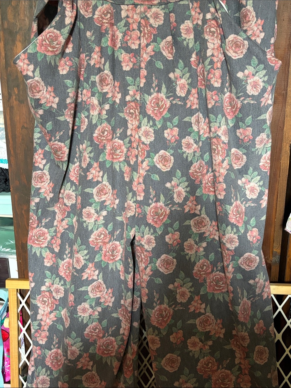 Wide Leg Floral Jumpsuit in Pink and Gray - Picture 4 of 5